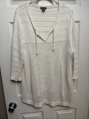 Eddie Bauer White Open-Knit Sweater